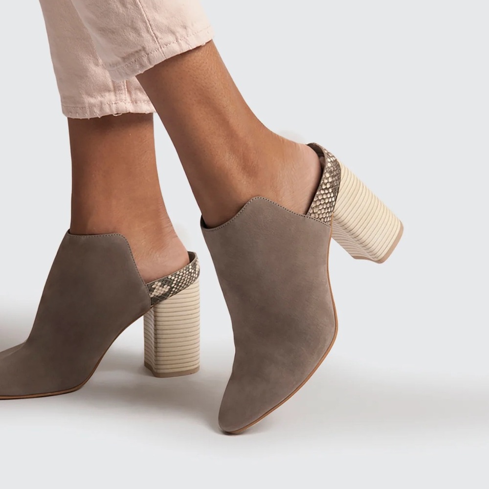 Dolce Vita Renly Heeled Mule Snakeskin Taupe